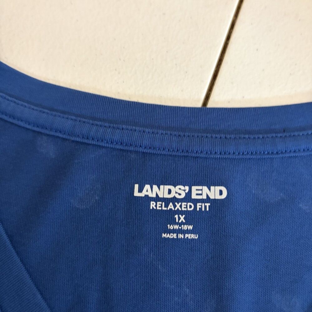 Lands' End T-Shirt Women's 1X Relaxed Fit Short Sleeve V-Neck Casual Printed - Picture 6 of 8